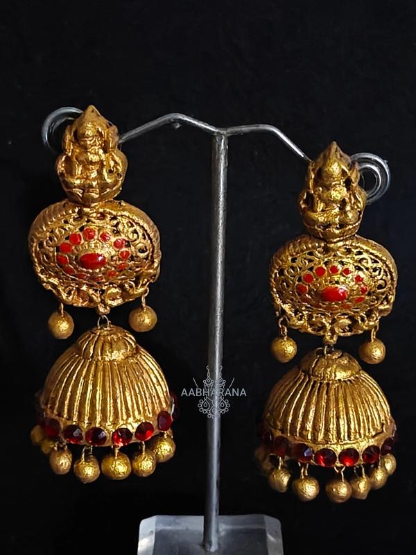 Devi-Kripa Ruby Red Jhumki (Big Size)