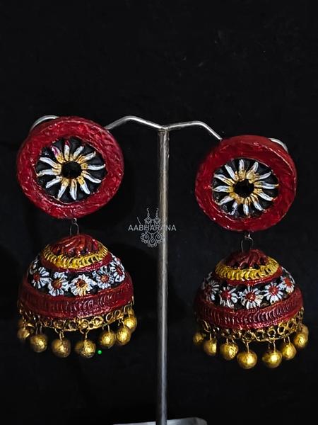 White Daisy Floral Jhumki (Big Size)