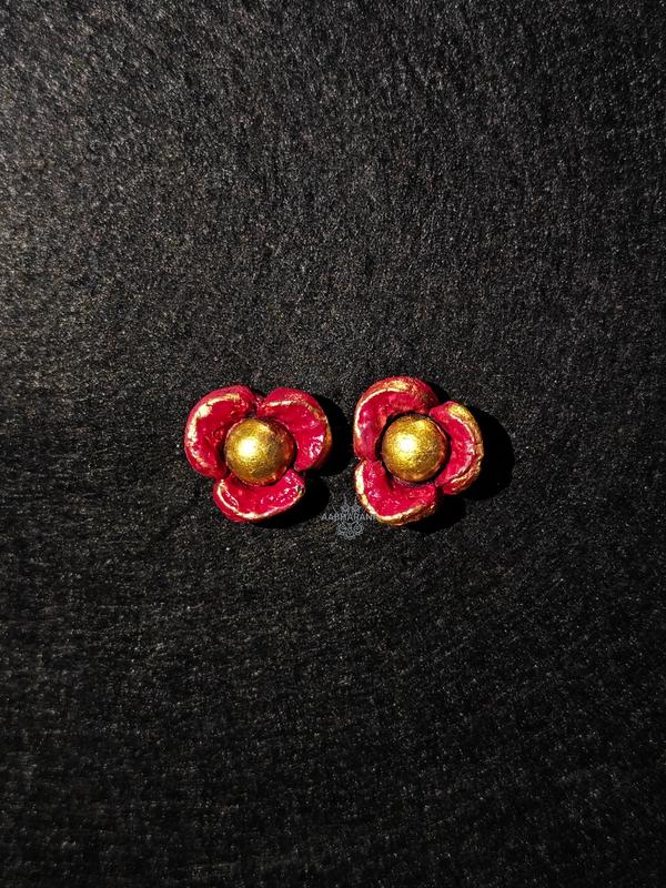 Ruby Bloom Gold Handcrafted Studs