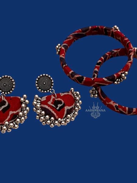 Fabric Earrings and Bangle Set-1