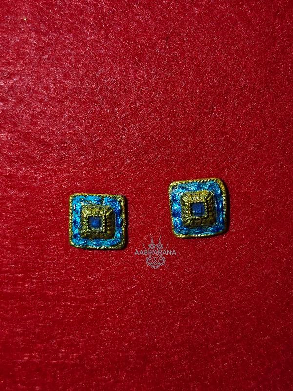 Neelam Square Handcrafted Studs