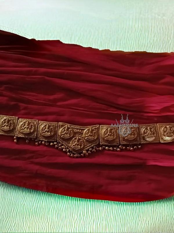 Goddess Lakshmi Motif Terracotta Hip Band (Kamarband) for Classical Dance