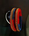 Handmade Terracotta Pendant (Red & Blue) - Silk Thread Jewelry Set with Bangle and Earrings 4