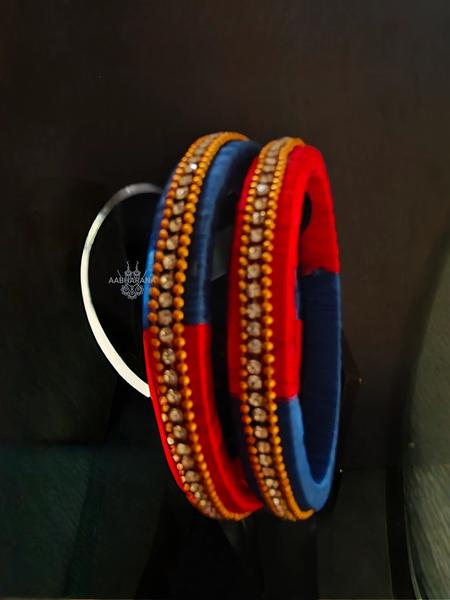Silk thread Bangles Red & Blue (One Pair)