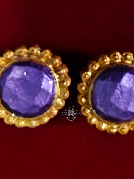 Handmade Clay Terracotta Purple Round Studs 