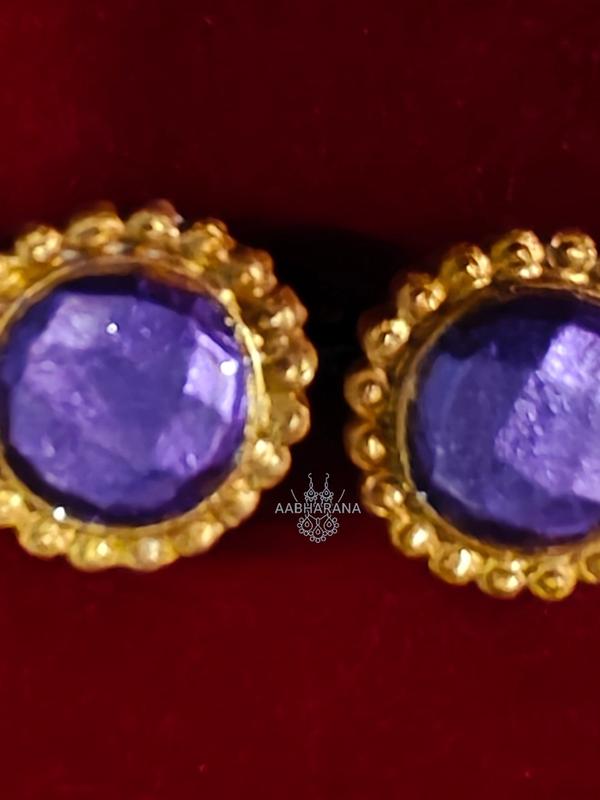 Handmade Clay Terracotta Purple Round Studs 