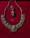 Antique Gold Finish Temple Jewellery Necklace Set with Matching Earrings 2