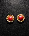 Antique Style Gold-Red Floral Handmade Studs 1
