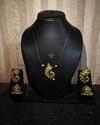 ​The Royal Blue & Gold Peacock Terracotta Necklace Set with Jhumkas 1