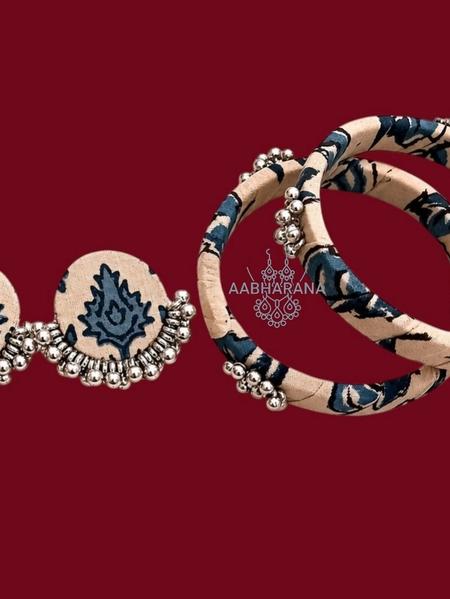 Fabric Earrings and Bangle Set-2