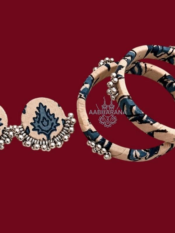 Fabric Earrings and Bangle Set-2