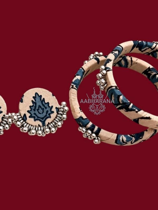 Fabric Earrings and Bangle Set-2