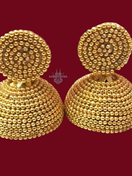 Handmade Silk Thread Golden Color Jhumki