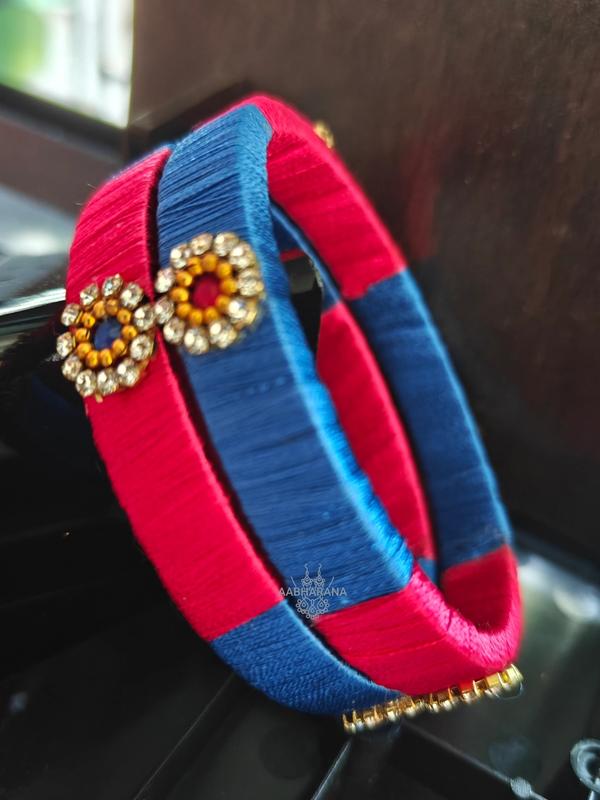 Silk thread Bangles Pink & Blue (One Pair)