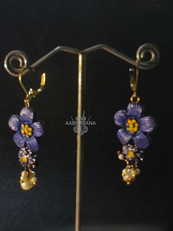 Amethyst Flora" Handcrafted Air Dry Clay Statement Earrings