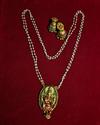 Devi Motif Antique Gold Pendant Necklace with Pearl Chain 2