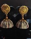Handcrafted Navy Blue & Cream Silk Thread Bead Long Terracotta pendant Necklace Set 4