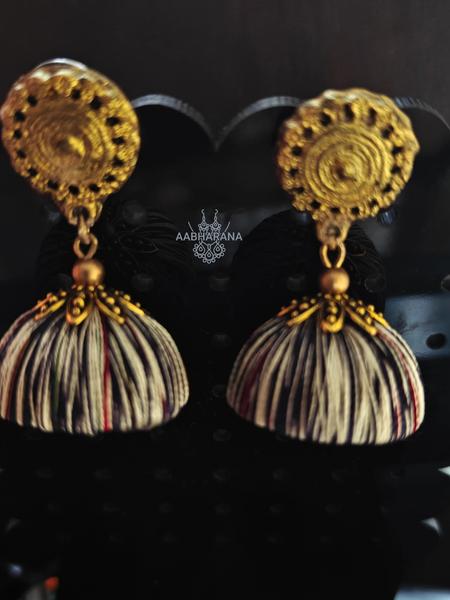 Silk thread Earrings with Terracotta Studs (Multicolor)