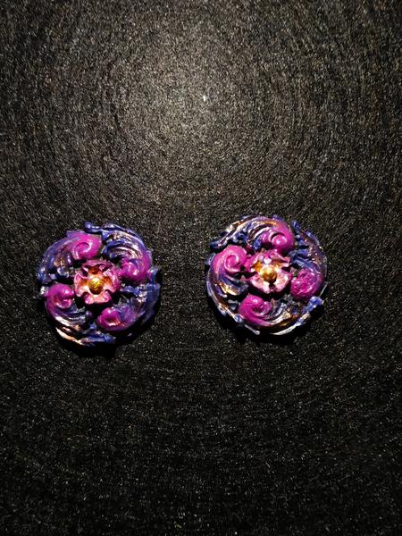 Handcrafted Purple Floral Studs