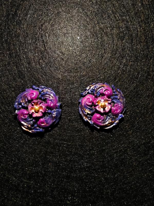 Handcrafted Purple Floral Studs