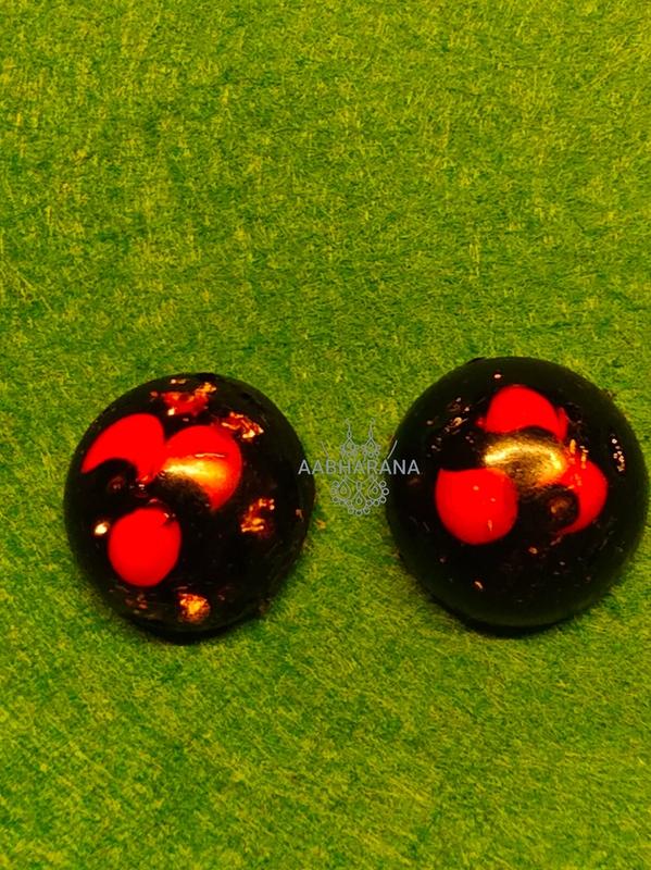 ​Handmade Resin Stud Earrings with Natural Rosary Pea (Kunnikkuru) Seeds