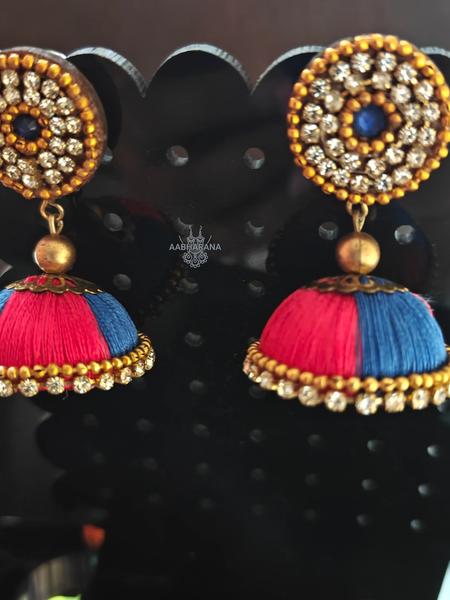 Silk thread Earrings (Pink & Blue)
