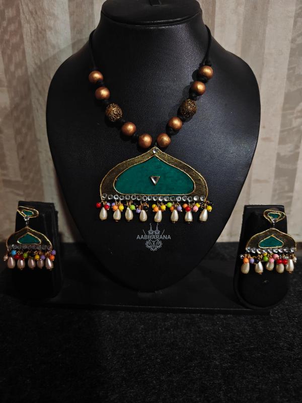 Teal & Antique Gold Handmade Jewellery Set