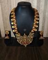 Grand Gold Coin long Haram Set - Ethnic Bridal Goddess Pendant & Earrings 1