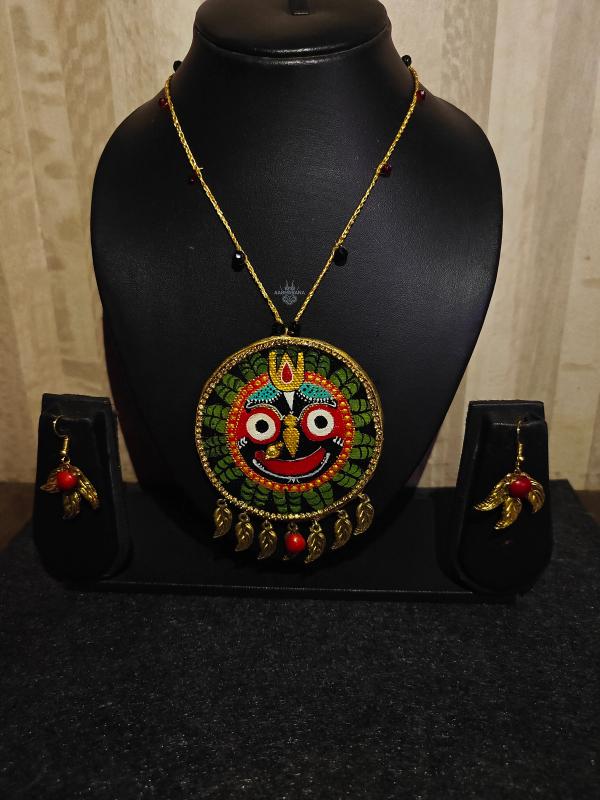 Handmade Lord Puri Jagannath Swami Terracotta Jewellery Set