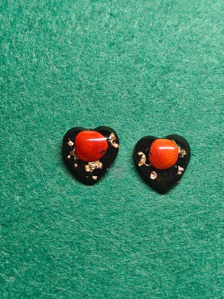 Resin Stud Earrings with Manjadi Seed