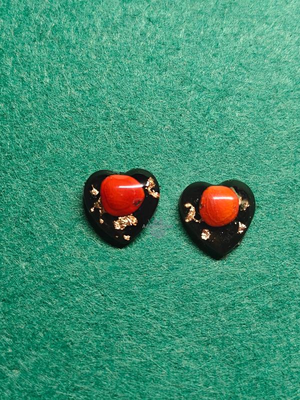 Resin Stud Earrings with Manjadi Seed