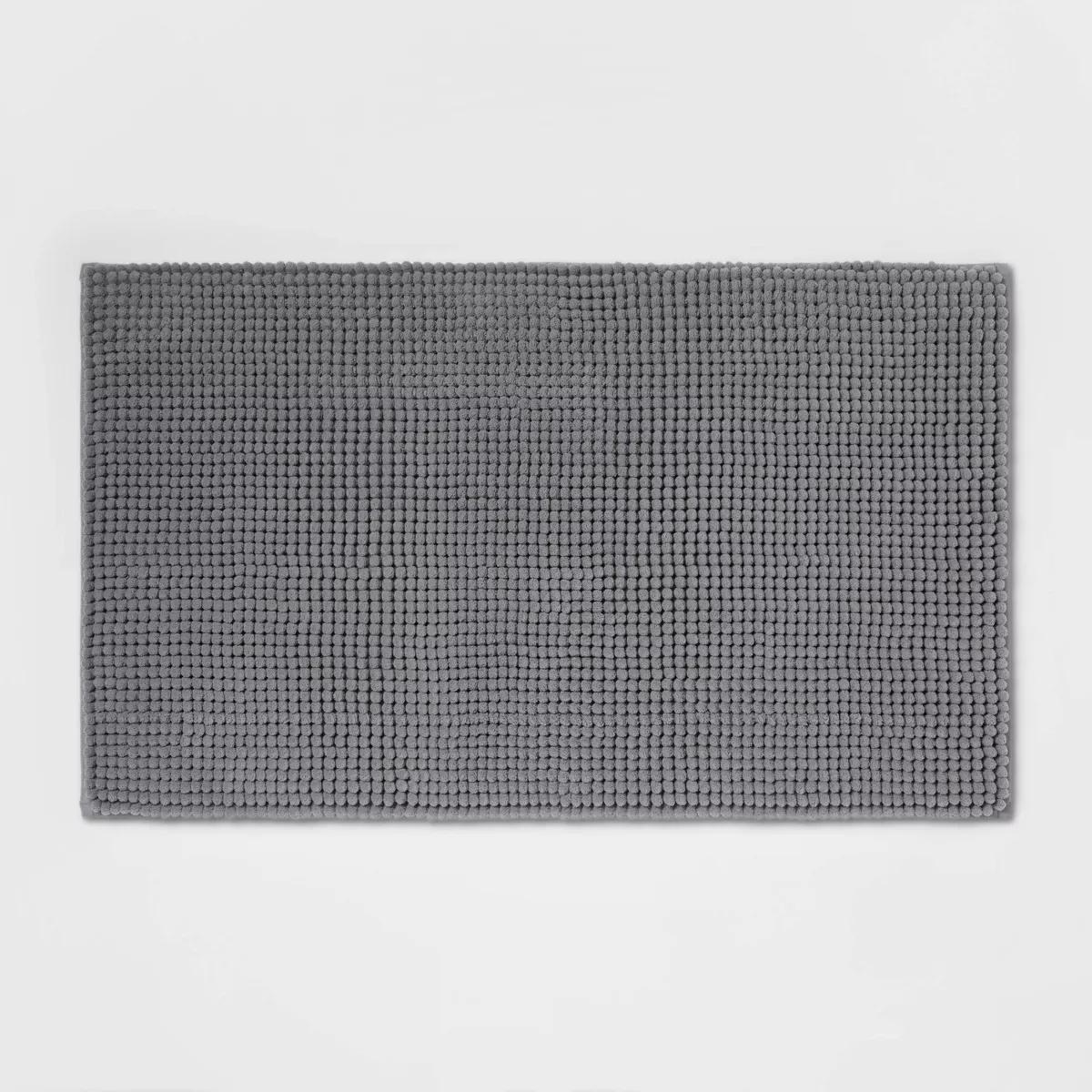 20"x34" Fine Chenille Memory Foam Bath Rug Light Gray - Threshold