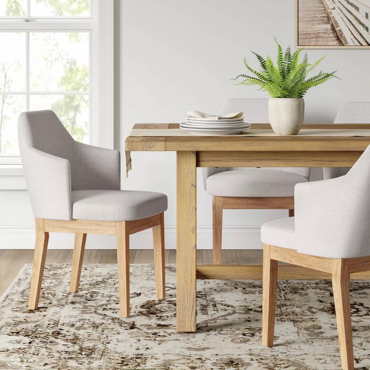 Kinston Curved Back Upholstered Dining Chair Linen - Threshold