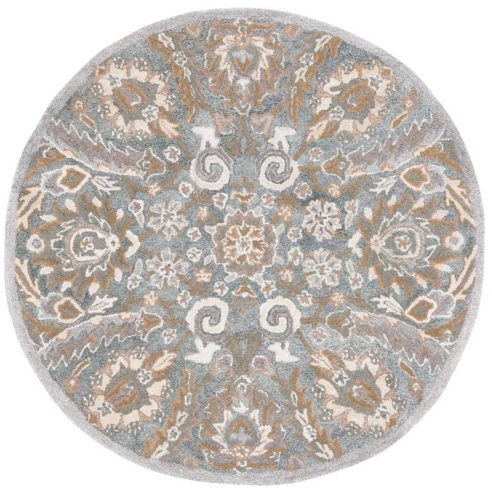 Bella BEL923 Hand Tufted Area Rug - Grey/Multi - 5' Round - Safavieh