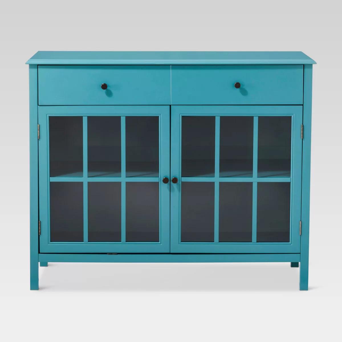 Windham 2 Door Accent Buffet, Cabinet with Shelves - Teal - Threshold