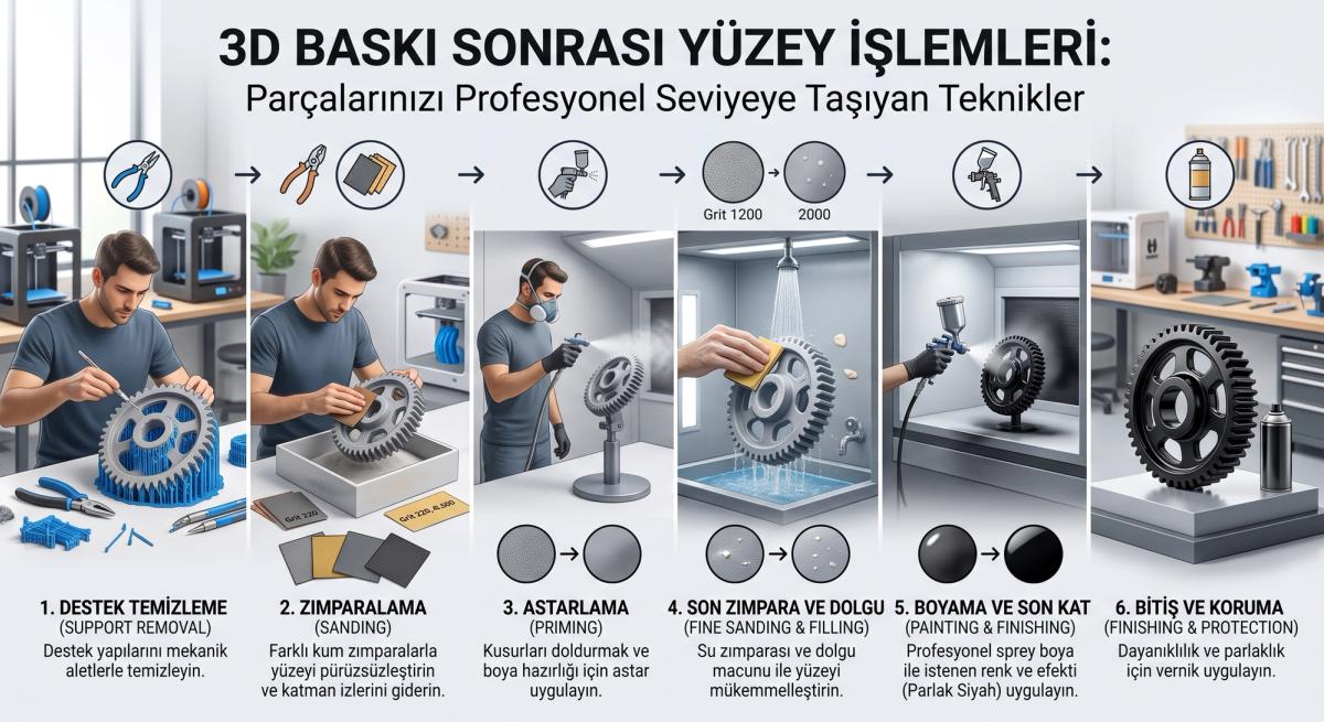 3D Baskı Sonrası Yüzey İşlemleri: Parçalarınızı Profesyonel Seviyeye Taşıyan Teknikler
