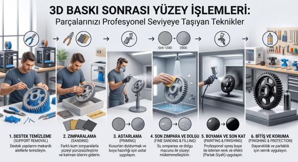 3D Baskı Sonrası Yüzey İşlemleri: Parçalarınızı Profesyonel Seviyeye Taşıyan Teknikler