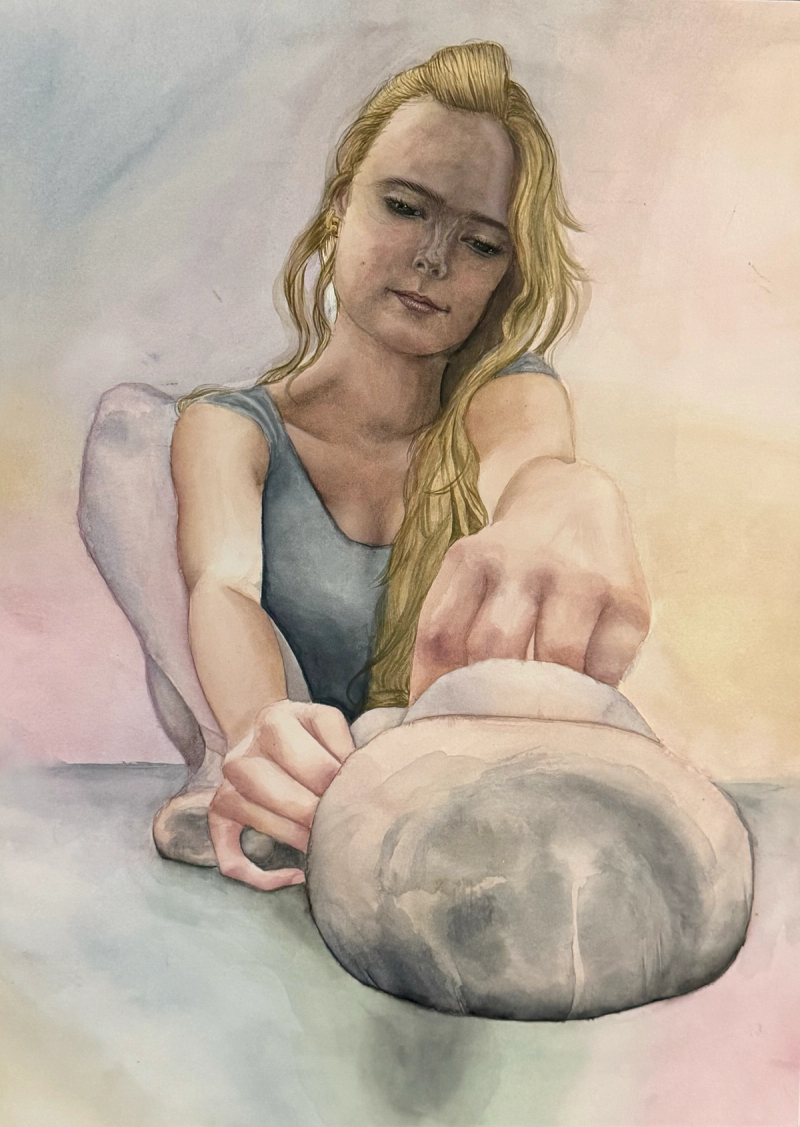 The Adjustment, Watercolor on Watercolor Paper, 2024