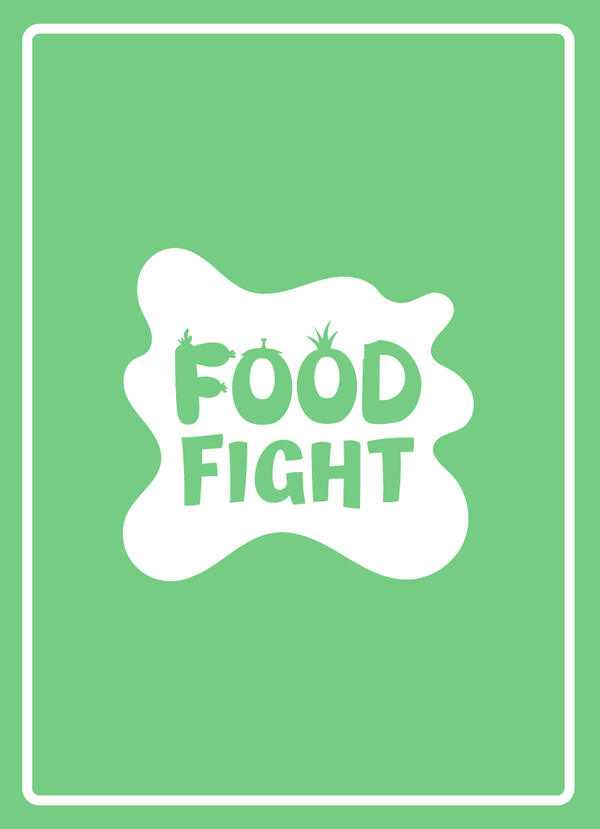 The back of a card from the food fight card game for the 60 Healthy Cards