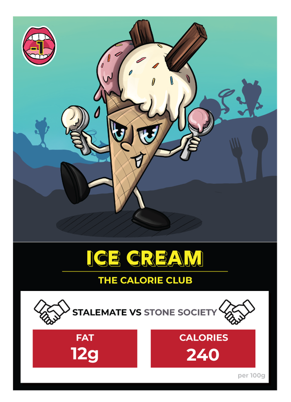 A card from the Food Fight card game showing one of the 30 Unhealthy Cards