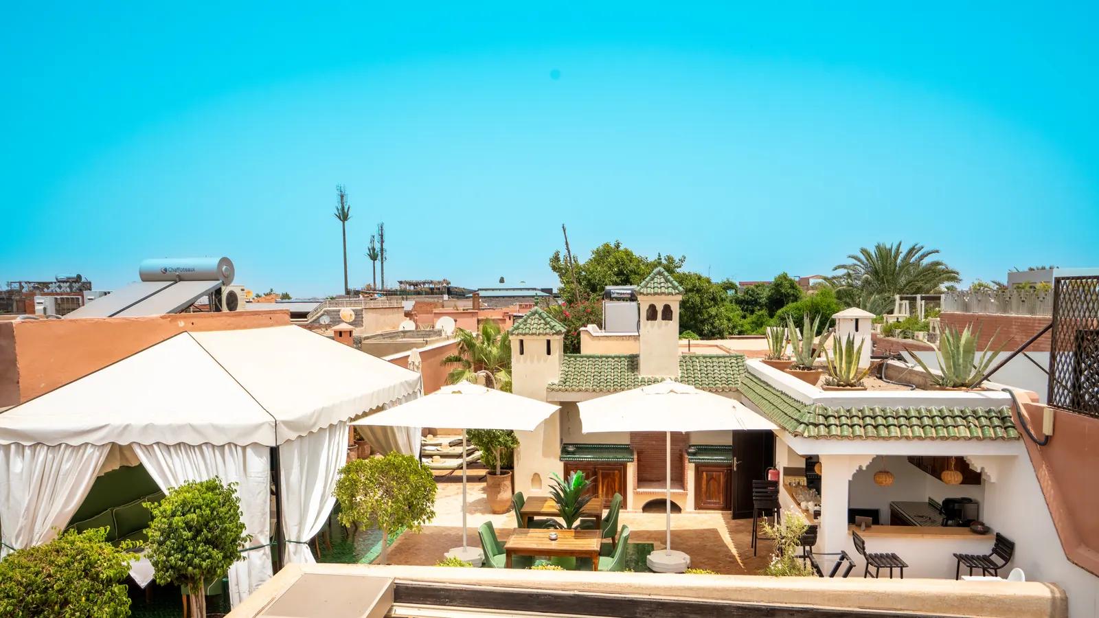 Renovated rooftop terrace at Riad Luciano