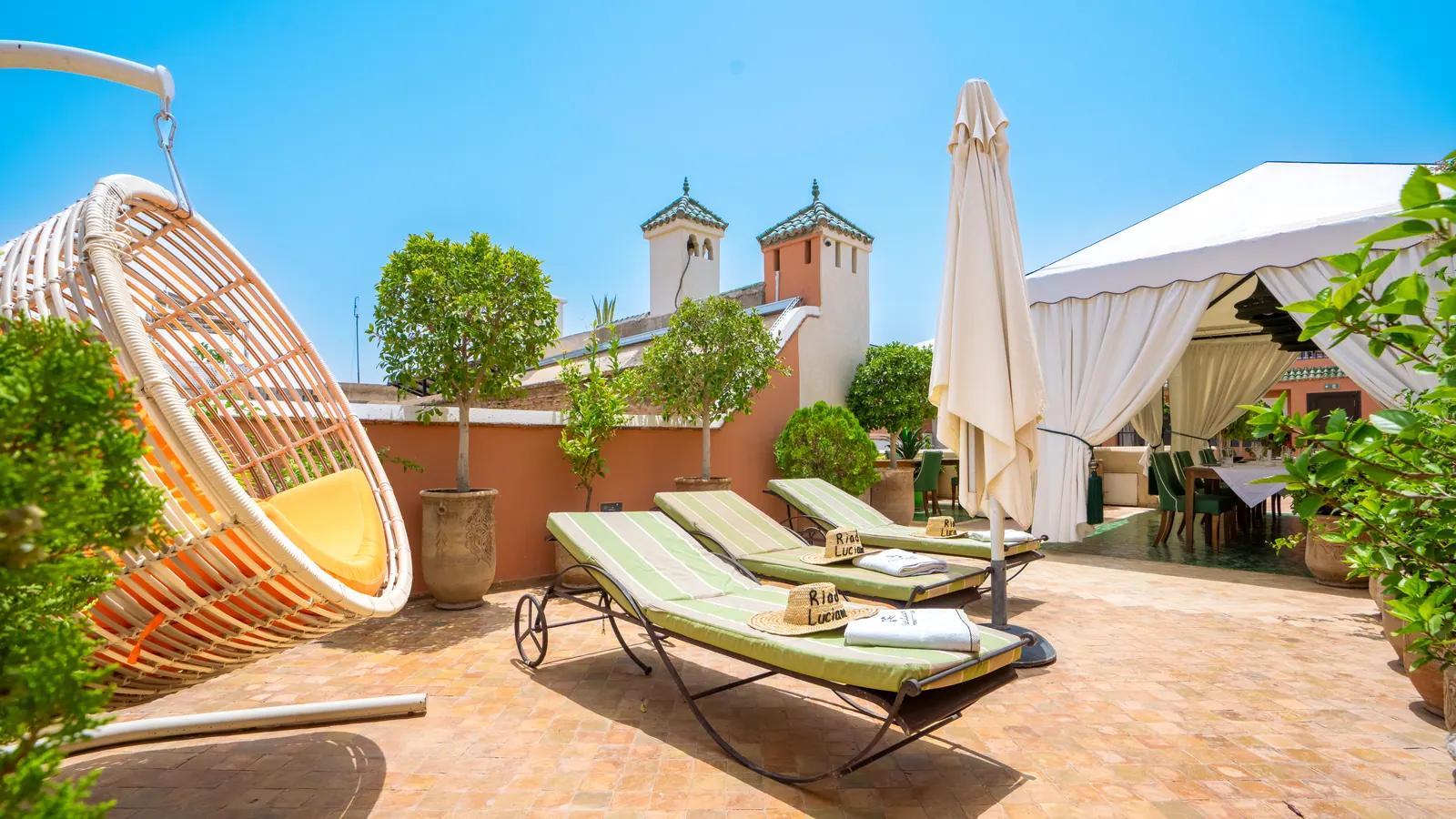 Hanging chair and rooftop relaxation area