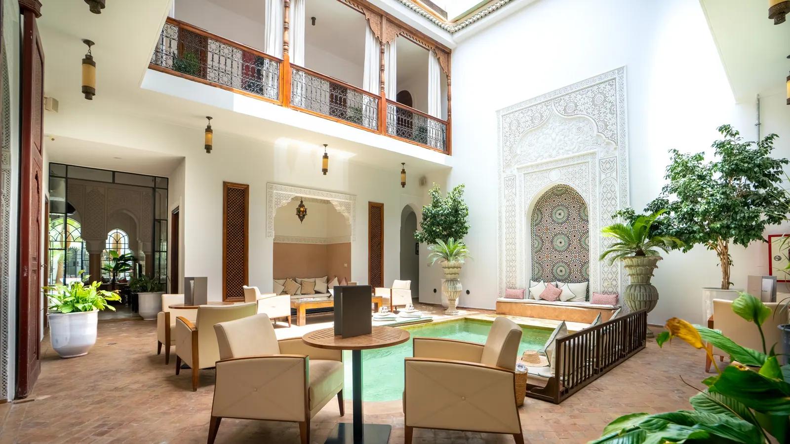 Pool and seating in the Riad Luciano courtyard