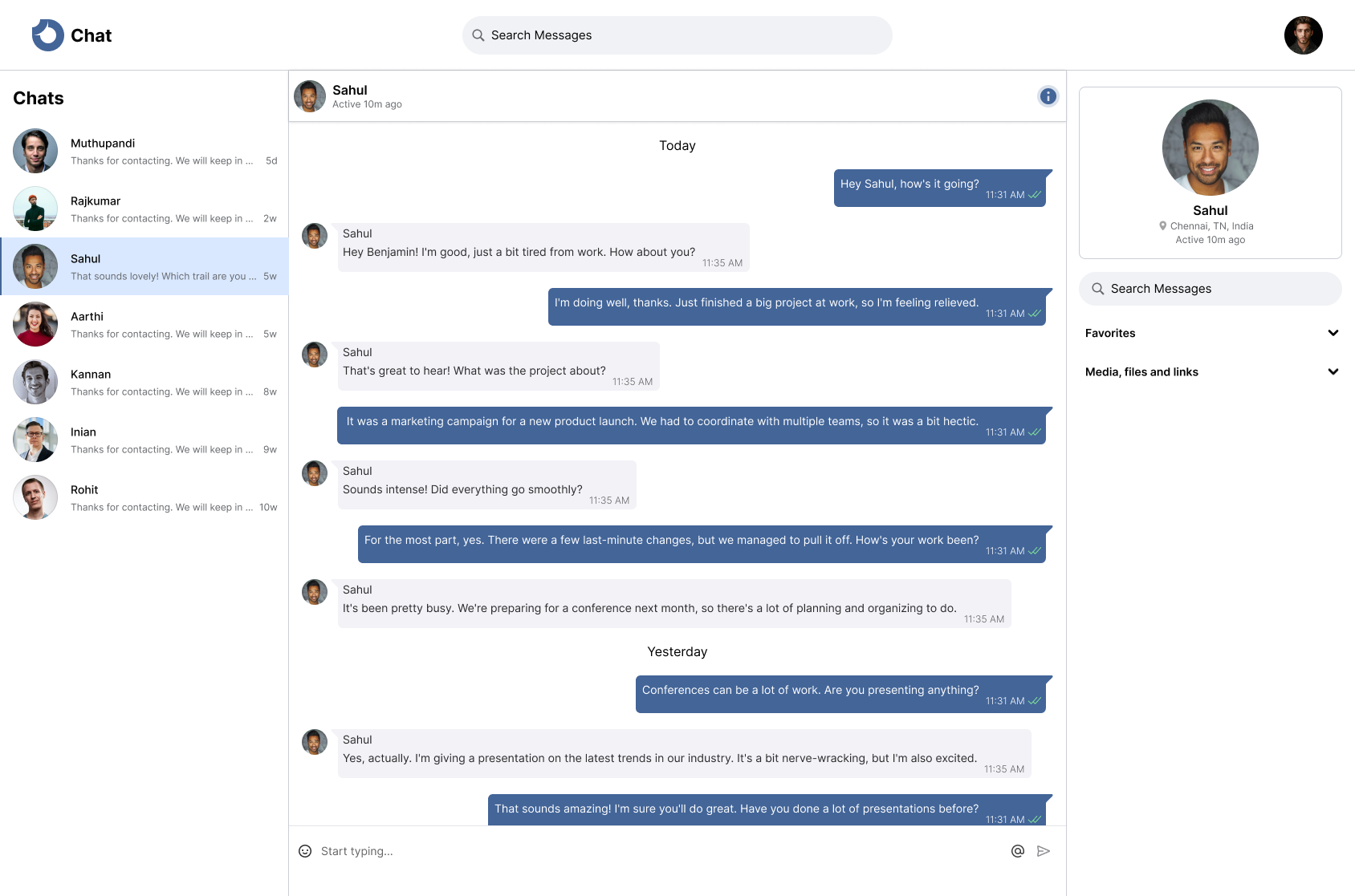 Designing a Chat Application UI feature