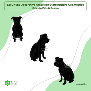 Escultura Decorativa American Staffordshire Geométrico - Pequeno