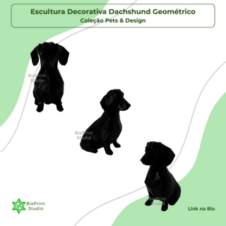 Escultura Decorativa Dachshund Geométrico - Pequeno