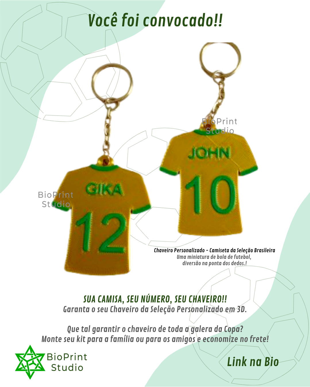 Chaveiro Camisa da Seleção - Personalizado 2