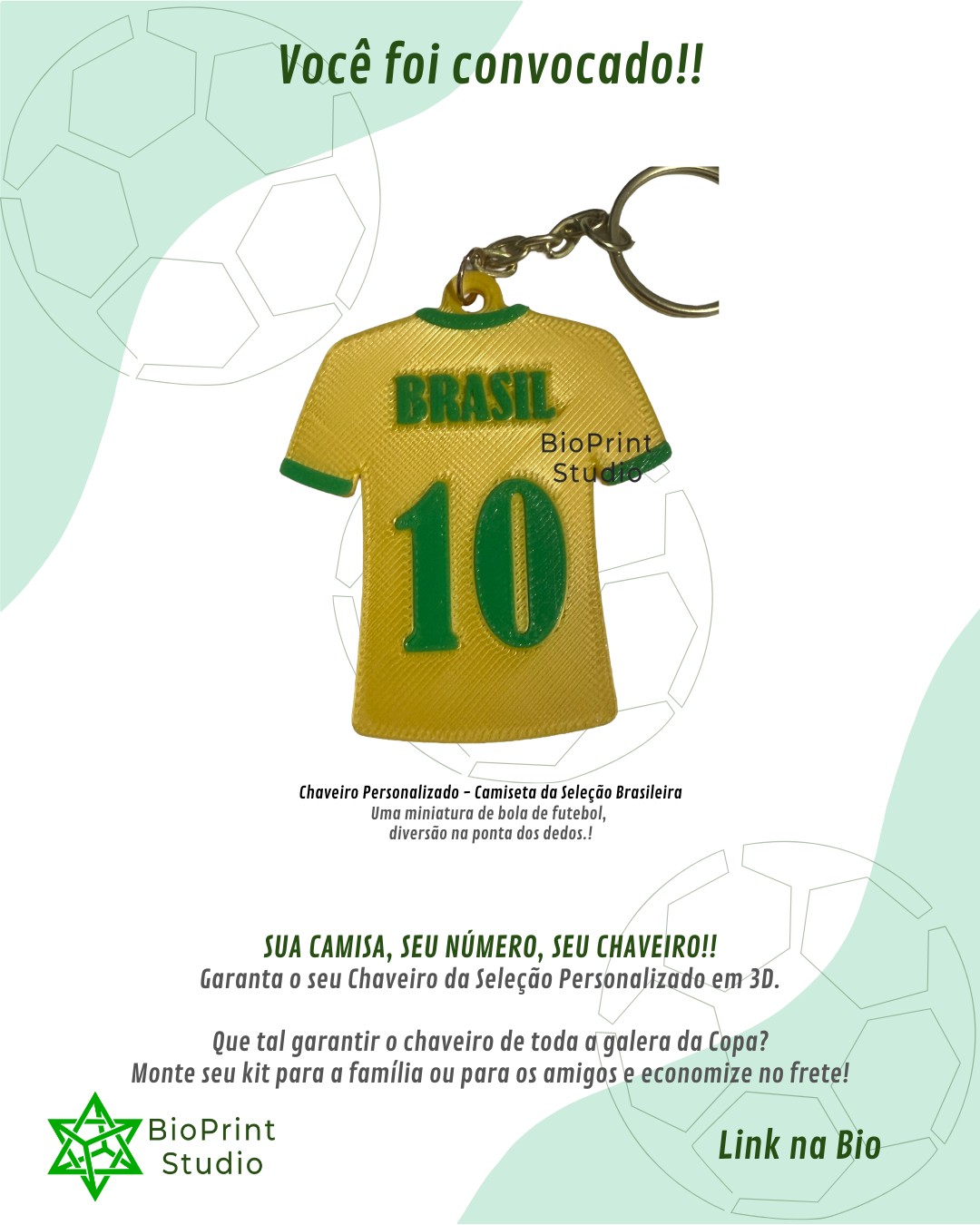 Chaveiro Camisa da Seleção - Personalizado