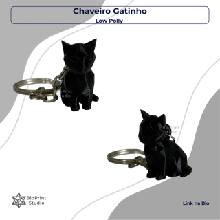 Chaveiro de Gato Low Poly 