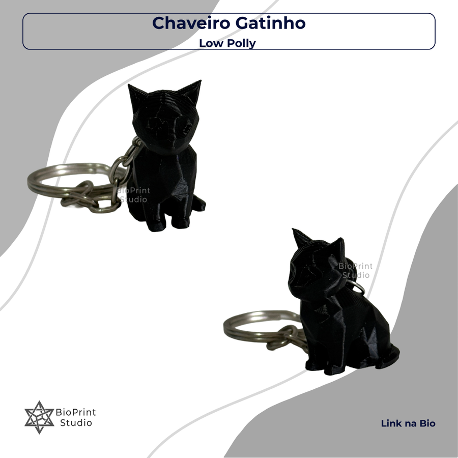 Chaveiro de Gato Low Poly 